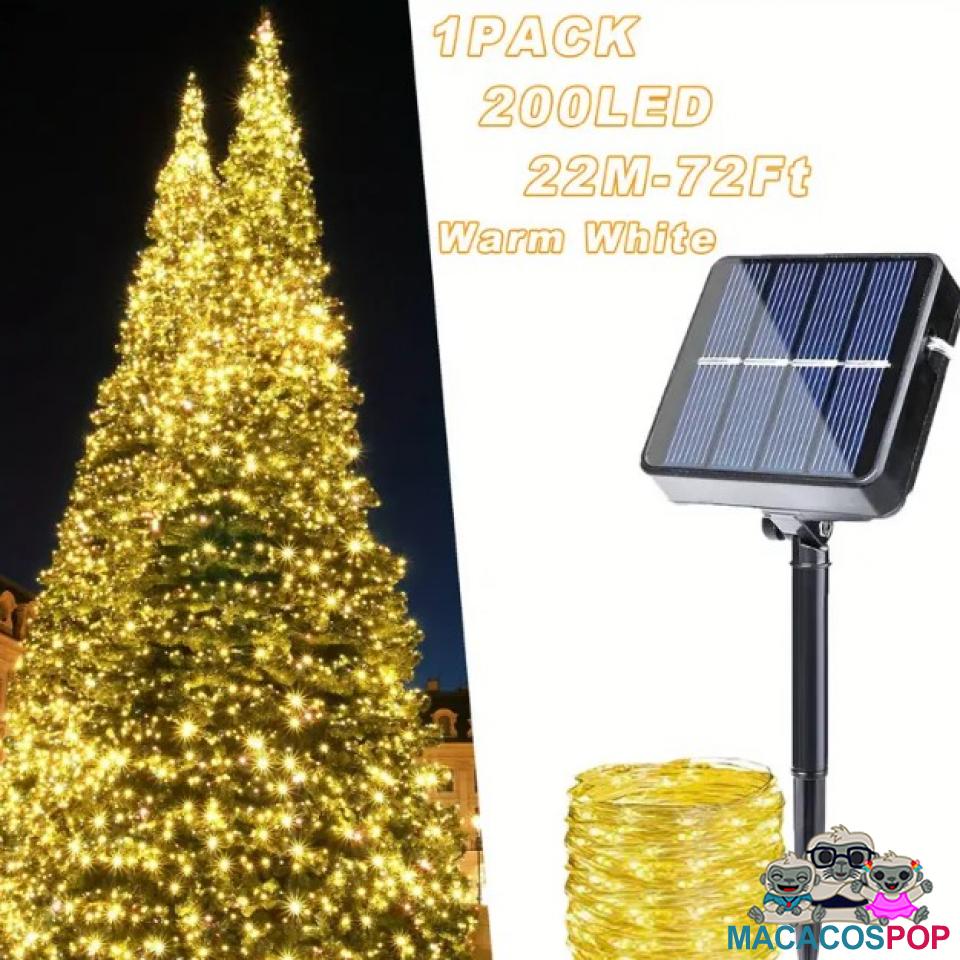 Luces de Hilo de Cobre con Energía Solar - 200 LED, 21.95 metros MacacosPop