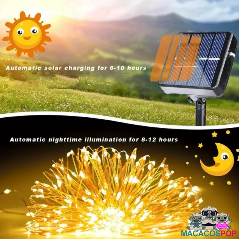 Luces de Hilo de Cobre con Energía Solar - 200 LED, 21.95 metros