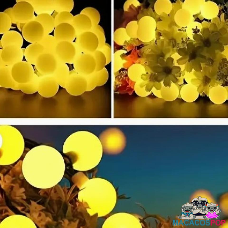 Luces de Bolas LED Amarillas Redondas SOLARES MacacosPop