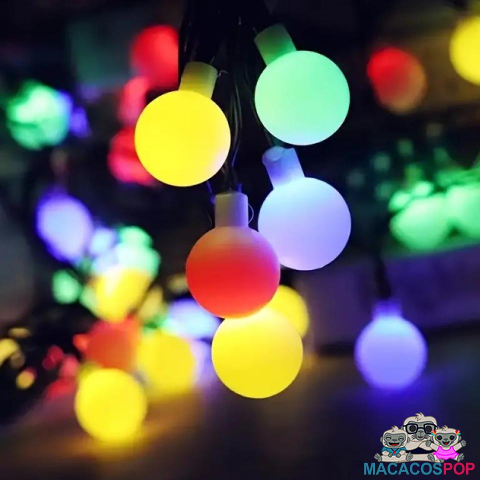 Luces LED de bola multicolor alimentadas por energía solar MacacosPop